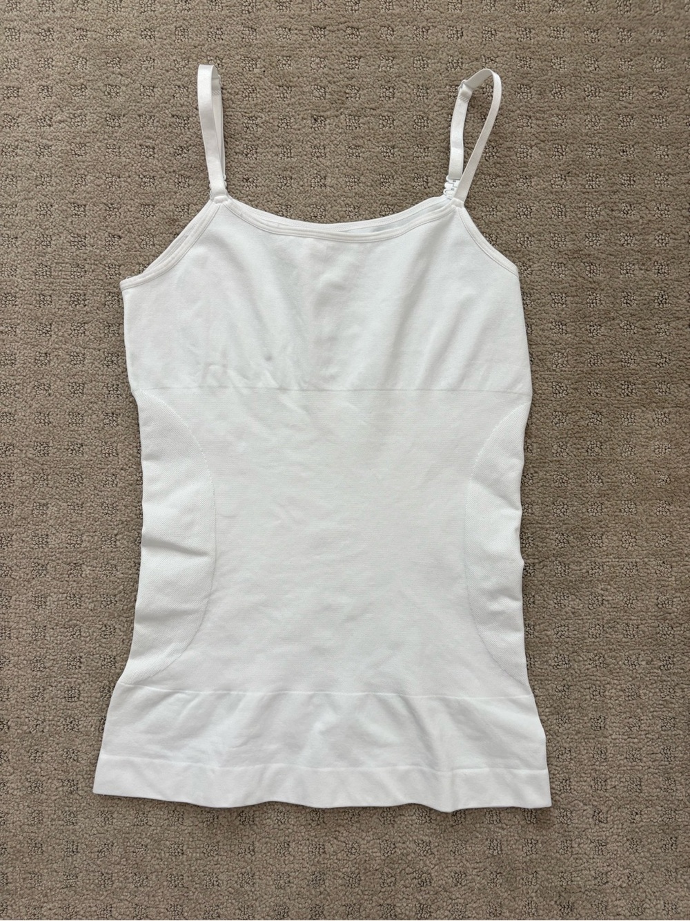Women's White Stretch Camisole Tank with Slim Straps
